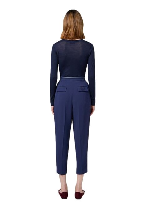 Crepe trousers with belt and embroidery ELISABETTA FRANCHI | Trousers | PA02846E2B75